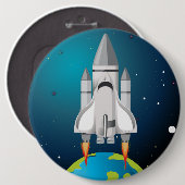 Artistieke raketschip Cartoon Ronde Button 6,0 Cm (Voorkant /achterkant)