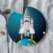 Artistieke raketschip Cartoon Ronde Button 6,0 Cm (In situ)