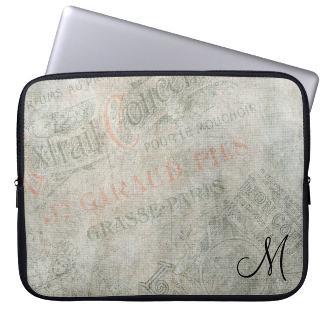  artistieke reclame met monogram laptop sleeve (Voorkant)
