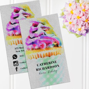 Artistieke Regenboog Waterverf Cupcake Thuisbakker Visitekaartje