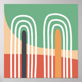 Artistieke regenboogtekening, boho art poster