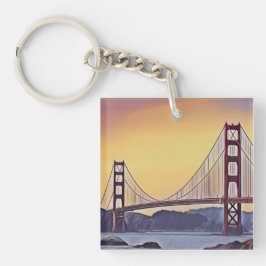 Artistieke renditie van de Golden Gate Bridge Sleutelhanger