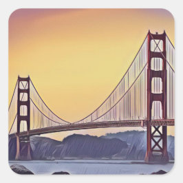 Artistieke renditie van de Golden Gate Bridge Vierkante Sticker