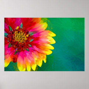 Artistieke renditie van Indiase bloemen Poster