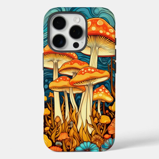 Artistieke Retro Mushroom Forest Illustratie Case-Mate iPhone Case (Achterkant)