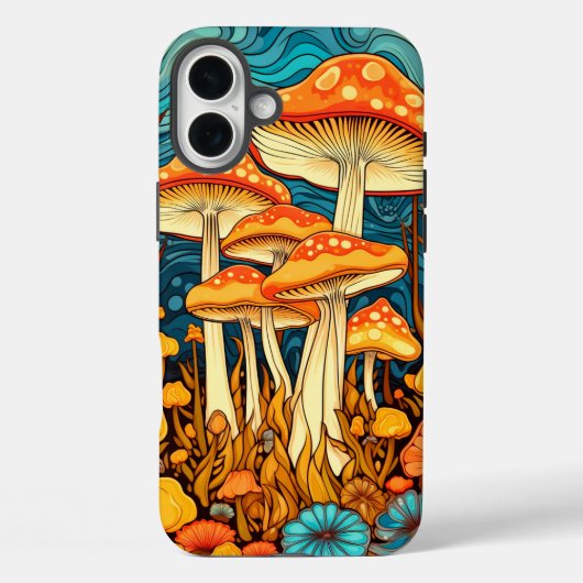 Artistieke Retro Mushroom Forest Illustratie Case-Mate iPhone Case (Achterkant)