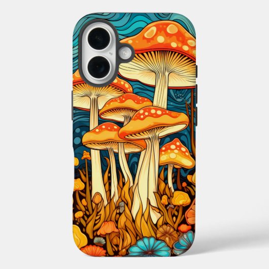 Artistieke Retro Mushroom Forest Illustratie Case-Mate iPhone Case (Achterkant)