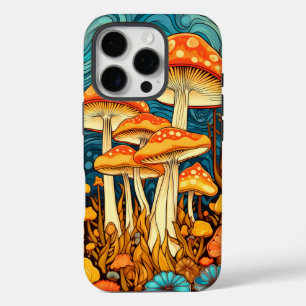 Artistieke Retro Mushroom Forest Illustratie iPhone 16 Pro Hoesje