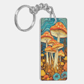 Artistieke Retro Mushroom Forest Illustratie Sleutelhanger (Voorkant Links)