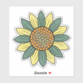 Artistieke Retro Zonnebloem Illustratie Kunst Sticker (Vel)