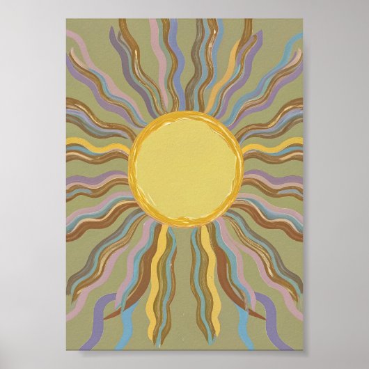 Artistieke Retro Zonneuitbarsting Minimalistische Poster (Voorkant)