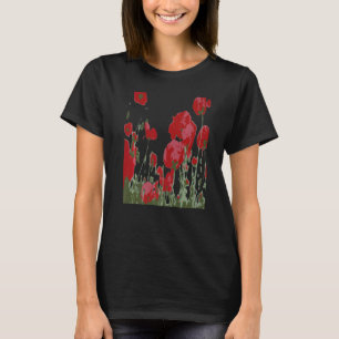 Artistieke rode bloemen van de reflectievector t-shirt