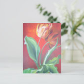 Artistieke rode en gele tulpen briefkaart (Staand voorkant)
