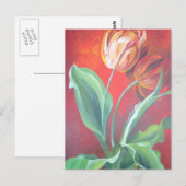 Artistieke rode en gele tulpen briefkaart (Voorkant / Achterkant)