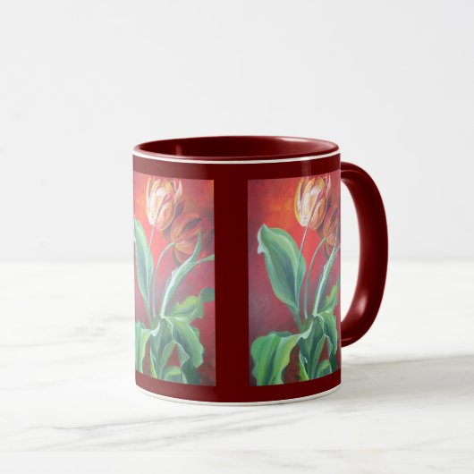 Artistieke rode en gele tulpen mok (Voorkant rechts)