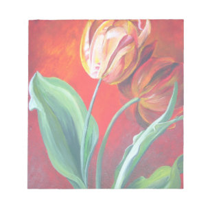 Artistieke rode en gele tulpen notitieblok