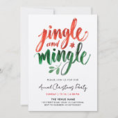 Artistieke rode en groene kerstborstel kalligrafie kaart (Voorkant)