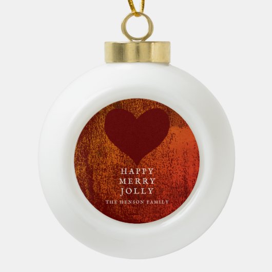 Artistieke Rode Kunsttekenfamilie kerstmis Keramische Bal Ornament (Voorkant)