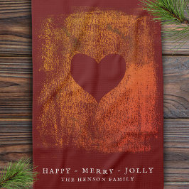 Artistieke Rode Kunsttekenfamilie kerstmis Theedoek