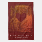 Artistieke Rode Kunsttekenfamilie kerstmis Theedoek (Verticaal)