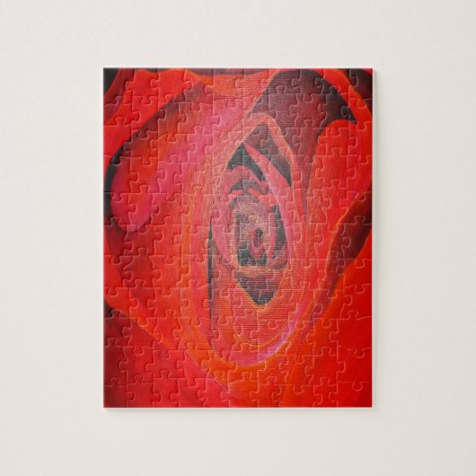 Artistieke rode rozenroze hartvormig legpuzzel (Verticaal)