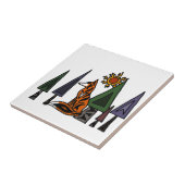 Artistieke rode vos in de boskunst tegeltje (Zijkant)