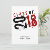 Artistieke Rode, Zwarte en Witte Klasse van 2018 5 Kaart (Staand voorkant)