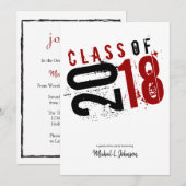 Artistieke Rode, Zwarte en Witte Klasse van 2018 5 Kaart (Voorkant / Achterkant)