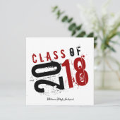 Artistieke Rode, Zwarte en Witte Klasse van 2018 Kaart (Staand voorkant)