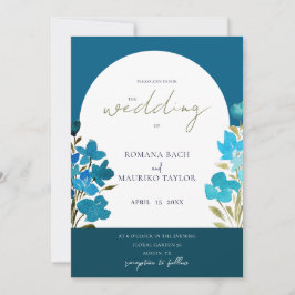 Artistieke Romantische Blauwe Waterverf Wildbloeme Kaart