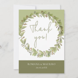 Artistieke romantische groene krans bedankkaart