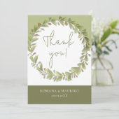 Artistieke romantische groene krans bedankkaart (Staand voorkant)