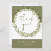 Artistieke romantische groene krans bedankkaart (Voorkant)