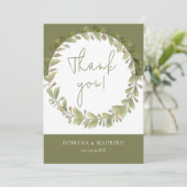 Artistieke romantische groene krans bedankkaart (Staand voorkant)