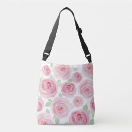 Artistieke roze aquarel boodschappentas crossbody tas