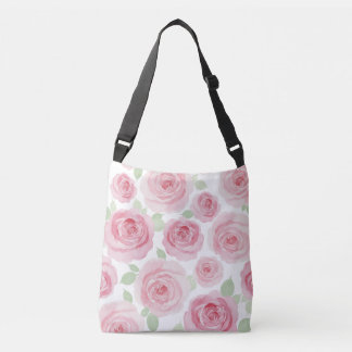 Artistieke roze aquarel boodschappentas crossbody tas