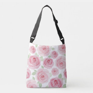 Artistieke roze aquarel boodschappentas crossbody tas
