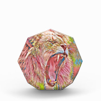 Artistieke roze brullende leeuw fotoblokken