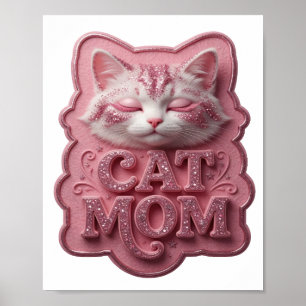 Artistieke Roze CAT MOM 3D-tekstkunst Poster
