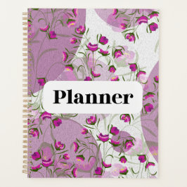 Artistieke roze en paarse bloementuin esthetiek planner