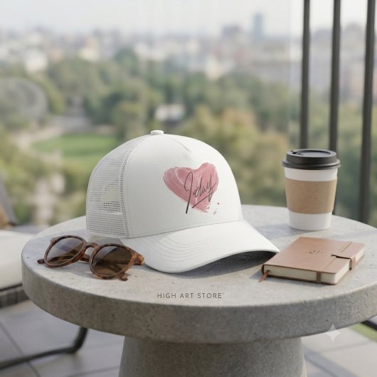 Artistieke Roze Hart Hoed Trucker Pet