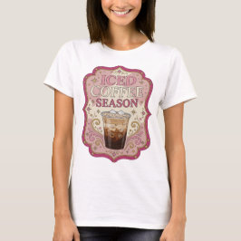 Artistieke Roze IJSKOFFIE SEIZOEN Slogan Design T-shirt