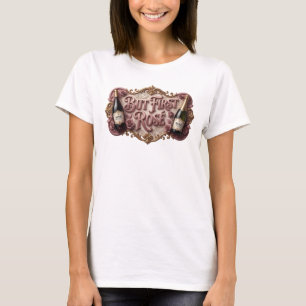 Artistieke Roze MAAR EERST ROS 3D Tekstkunst T-shirt