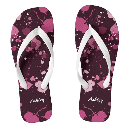 Artistieke roze schilderplaatsnaam teenslippers (Voetbed)