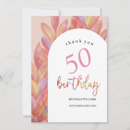 Artistieke Roze Tropische Partij Waterverf Bedankkaart