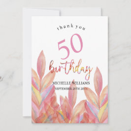 Artistieke Roze Tropische Partij Waterverf Bedankkaart