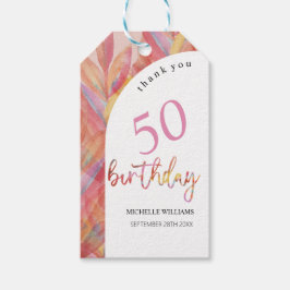 Artistieke Roze Tropische Partij Waterverf Cadeaulabel