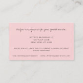 Artistieke roze Tulip Florist Visitekaartje (Achterkant)