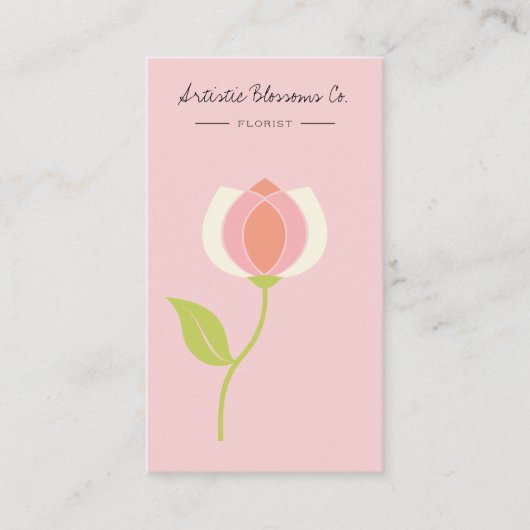 Artistieke roze Tulip Florist Visitekaartje (Voorkant)