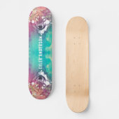 Artistieke roze Turquoise Waterverf Wolf Monogram Persoonlijk Skateboard (Voorkant)